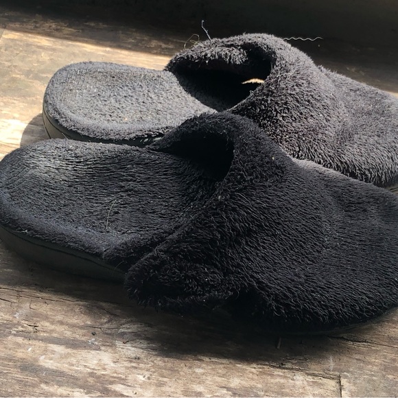 Vionic Indulge Gemma Plush Slip-On Mule Slide Black Faux Fur Slippers Size 5 - Picture 3 of 11